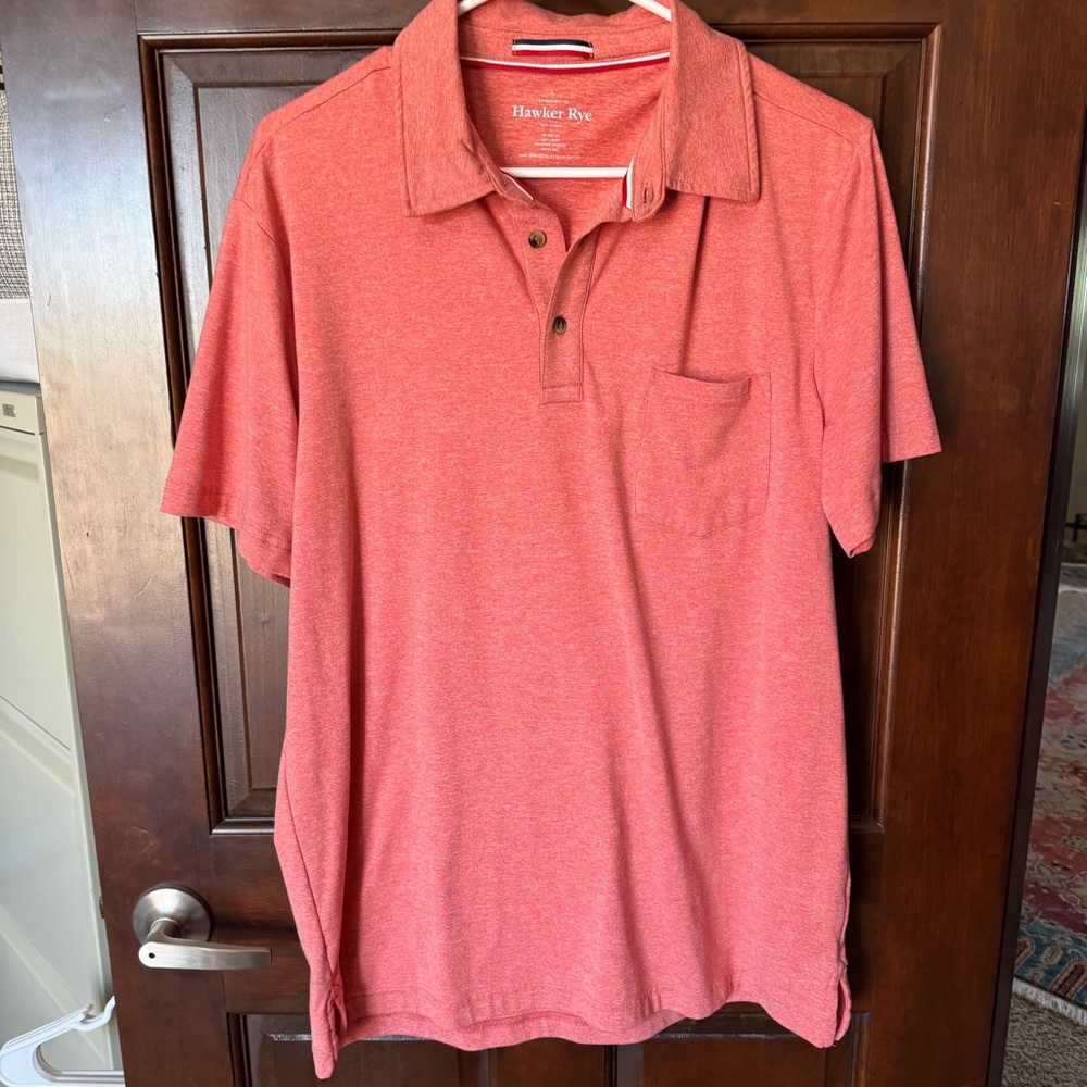 Hawker Rye Men's Coral Heather Polo with Chest Pocket